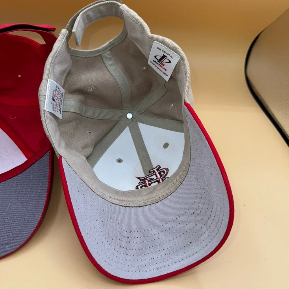 Two St. Louis Cardinals Red/White, Taupe/Red Baseball Caps, MLB,‎ EUC